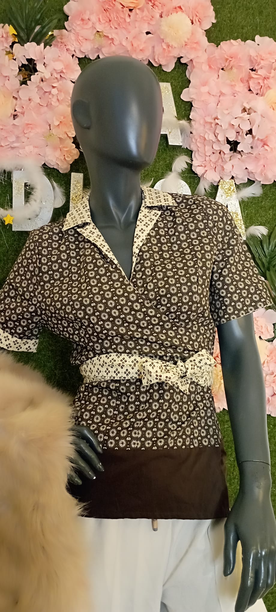 Blouse Cross Brown Beige